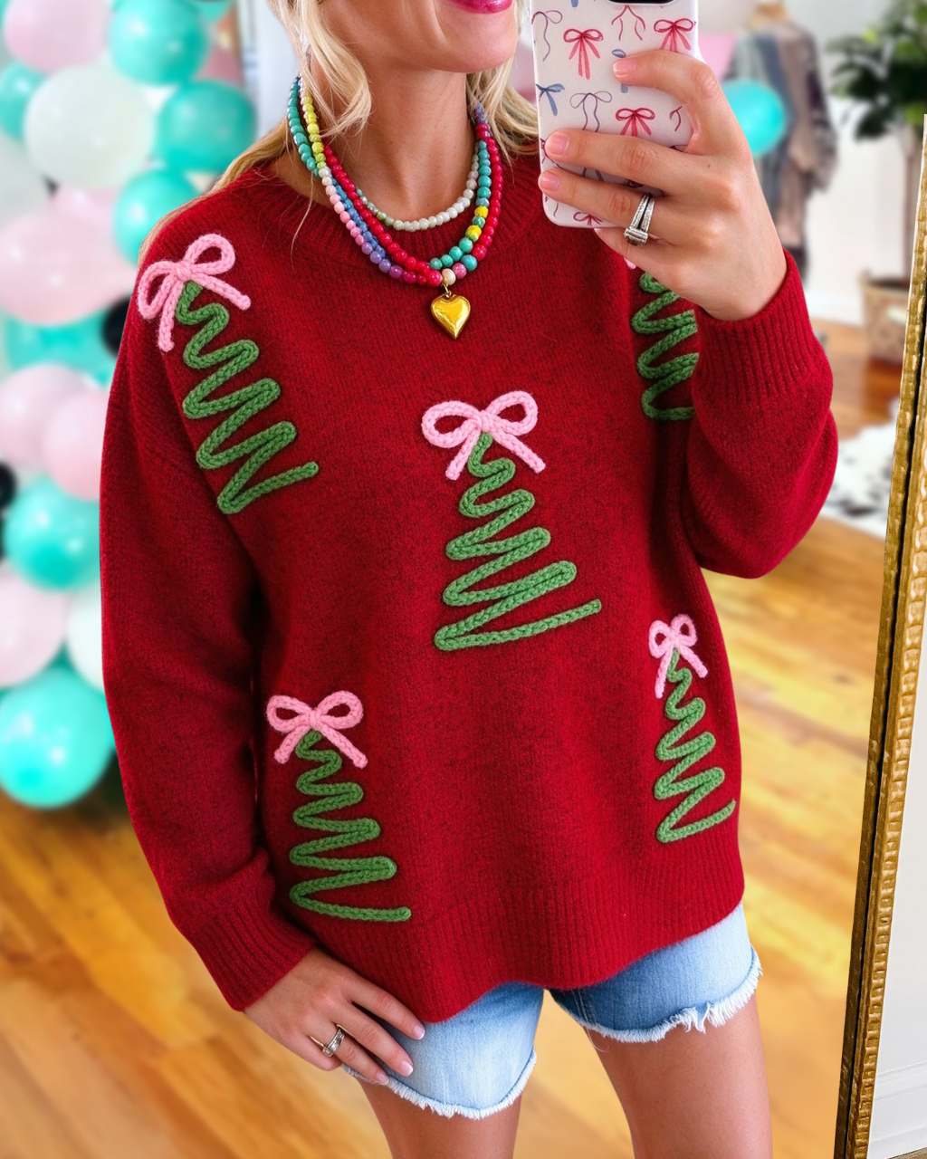 Christmas Tree Charm Embroidered Pullover