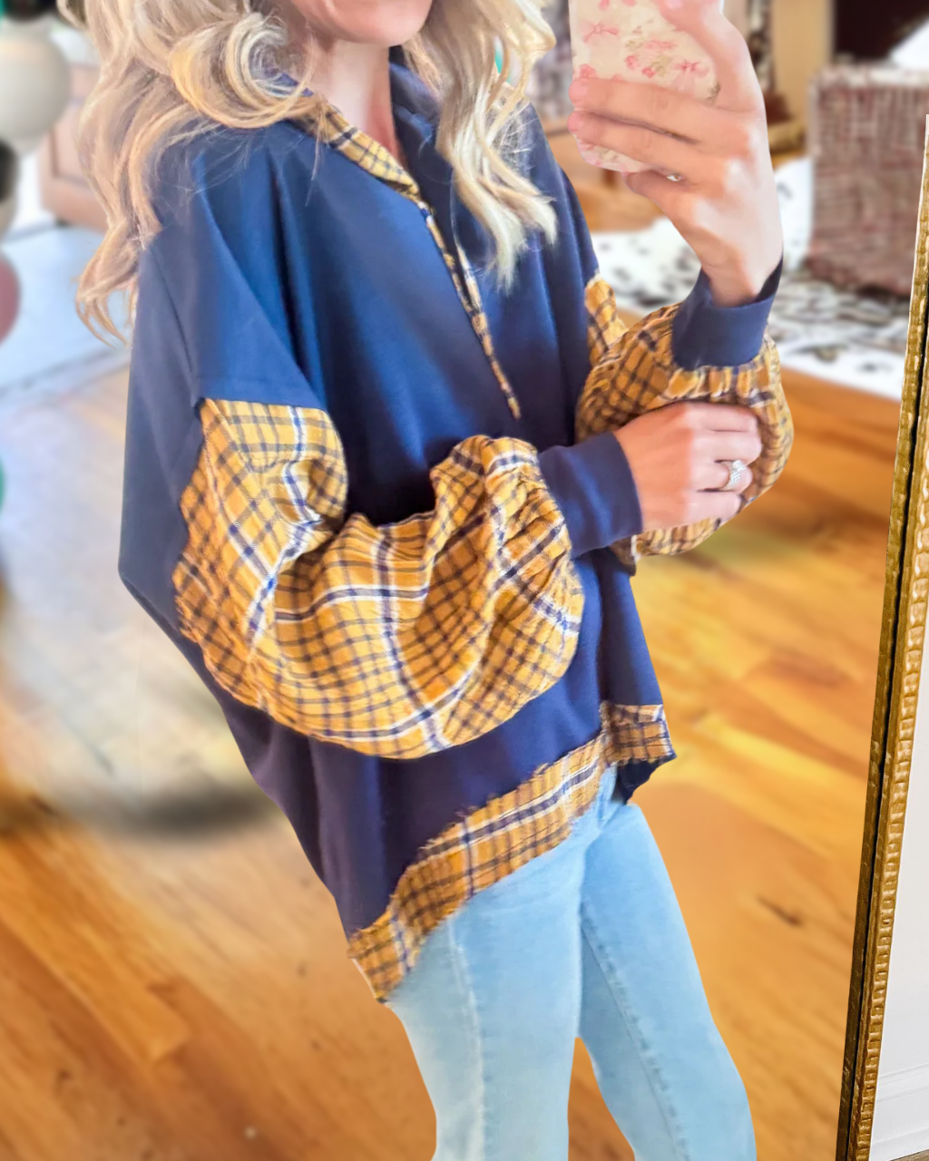 Unique Plaid Patchwork Pullover