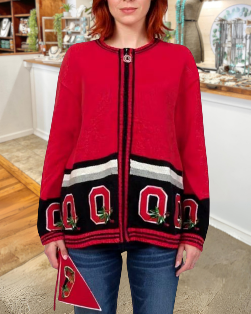 Ohio State Stripe Trim Sweater