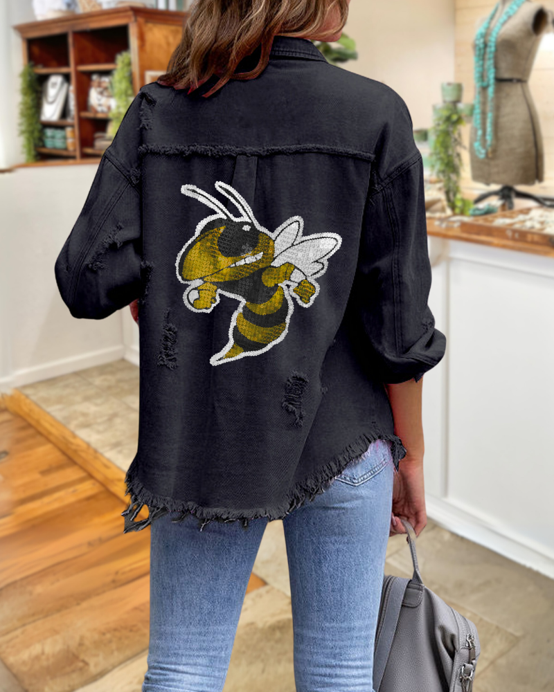 Georgia Tech Sequined Raw Edge Shirt