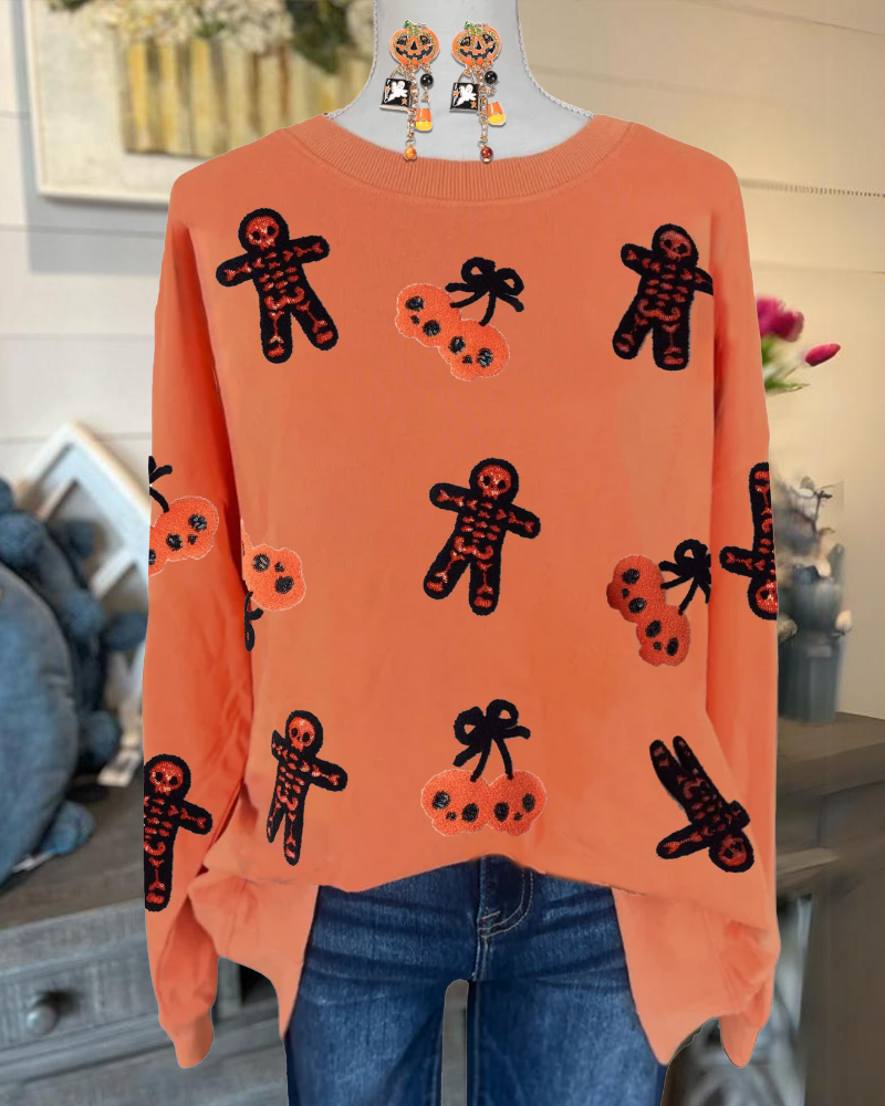 Cherry Skull Sequined Sweatshirt