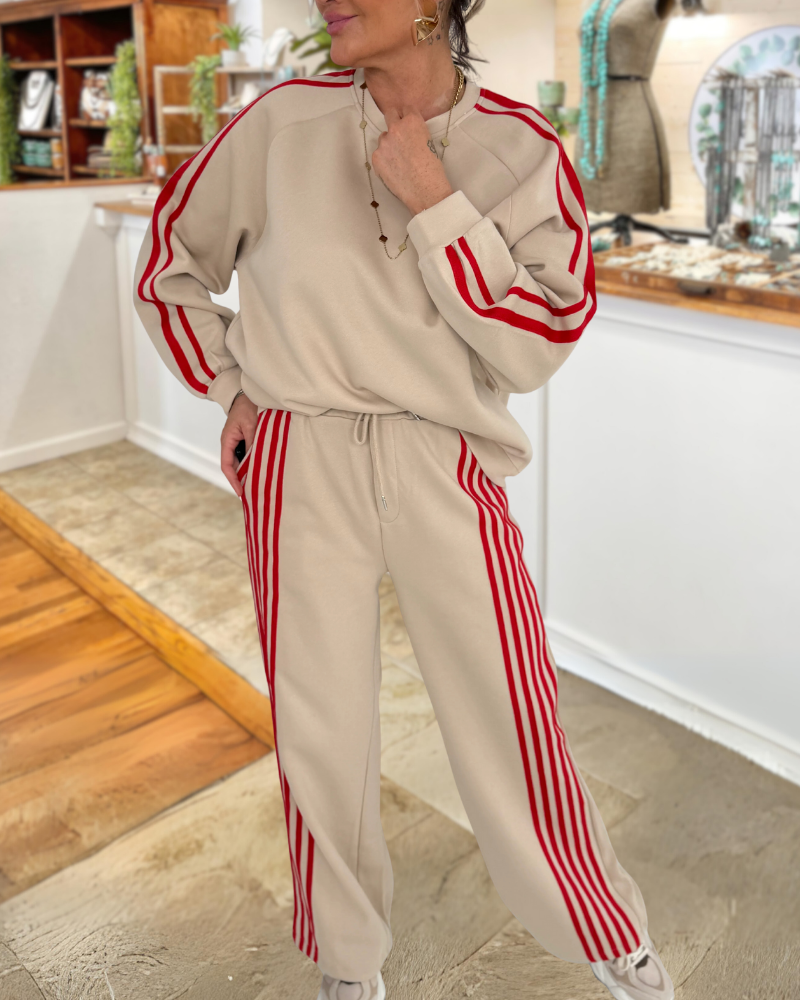 Casual Sports Style Striped Set