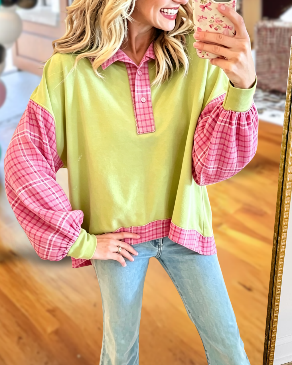 Unique Plaid Patchwork Pullover