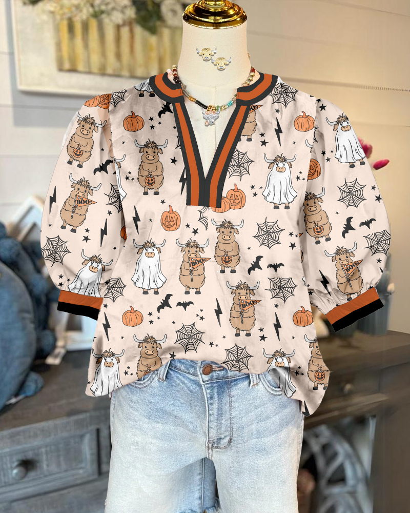 Halloween Satin Cute Holiday Motifs Top
