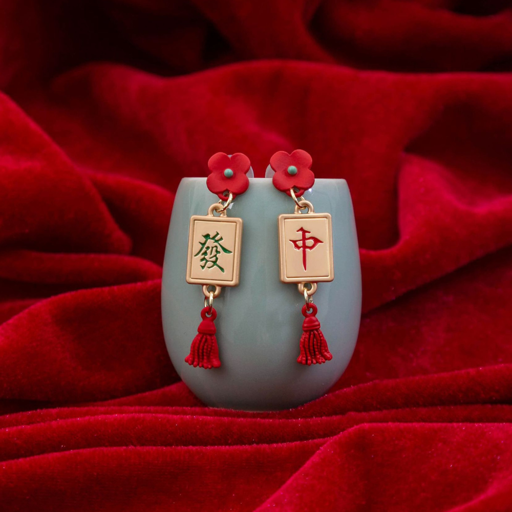 Chic Floral Mahjong Earrings