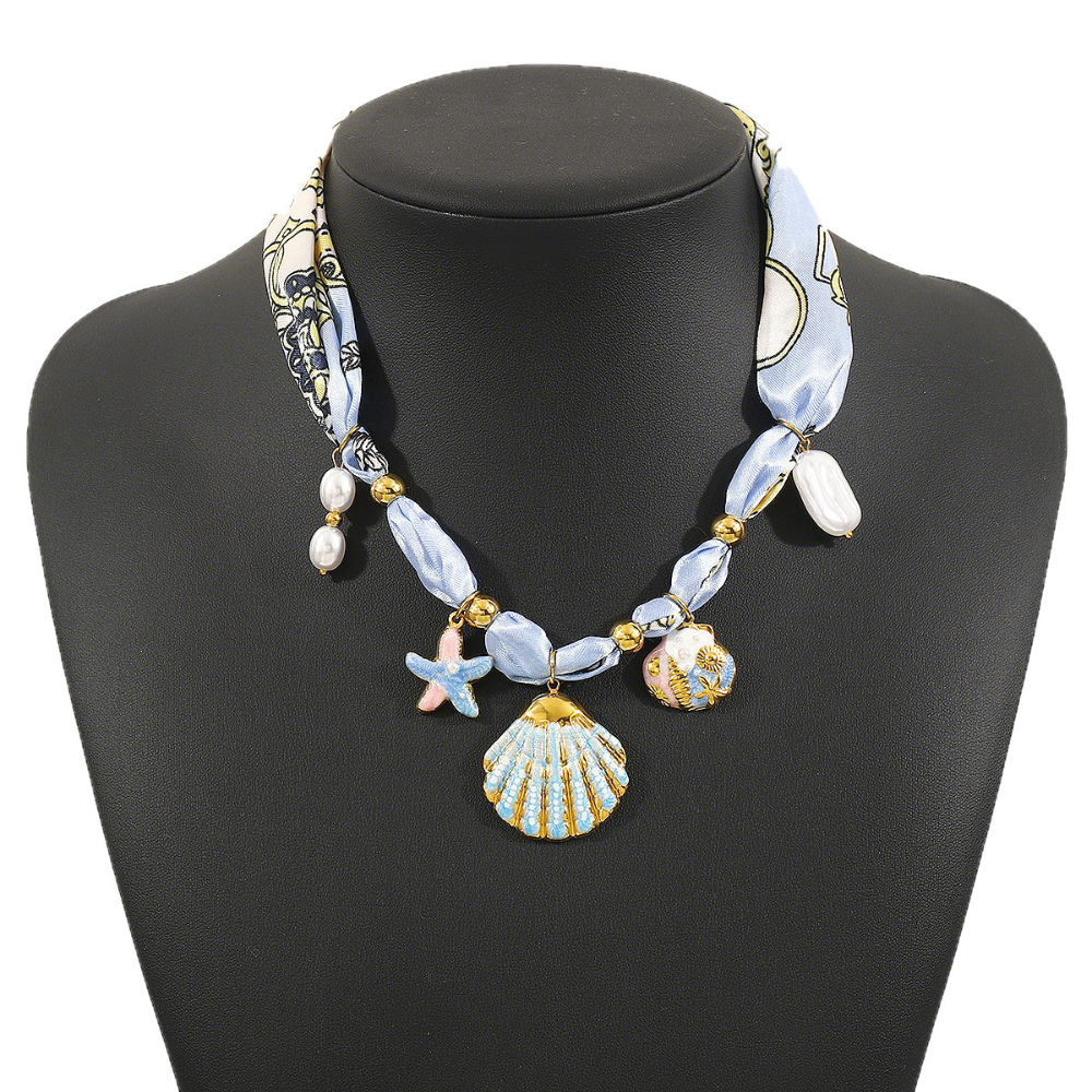 Floral Ceramic Ribbon Necklace