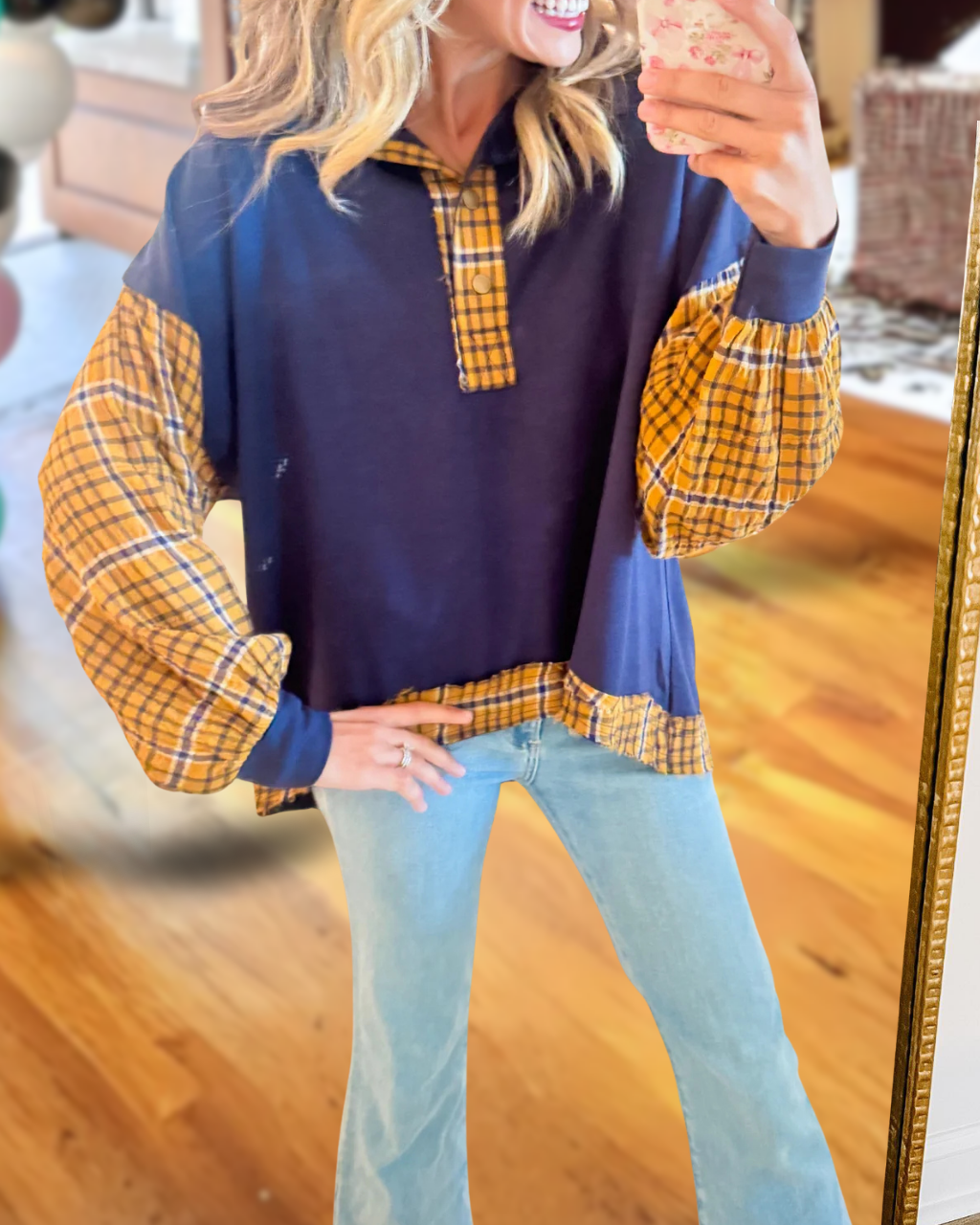 Unique Plaid Patchwork Pullover