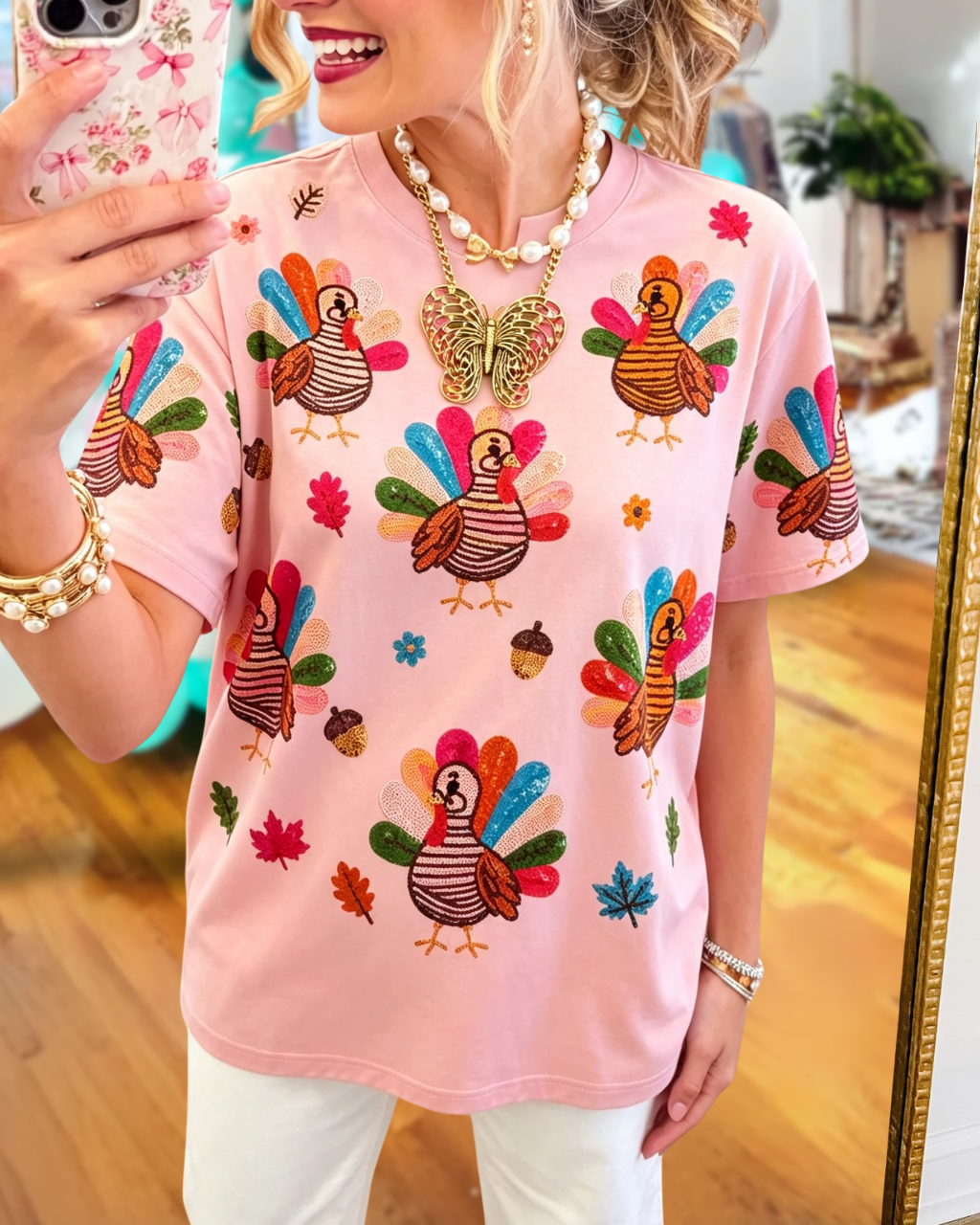 Thanksgiving Turkey Print T-shirt