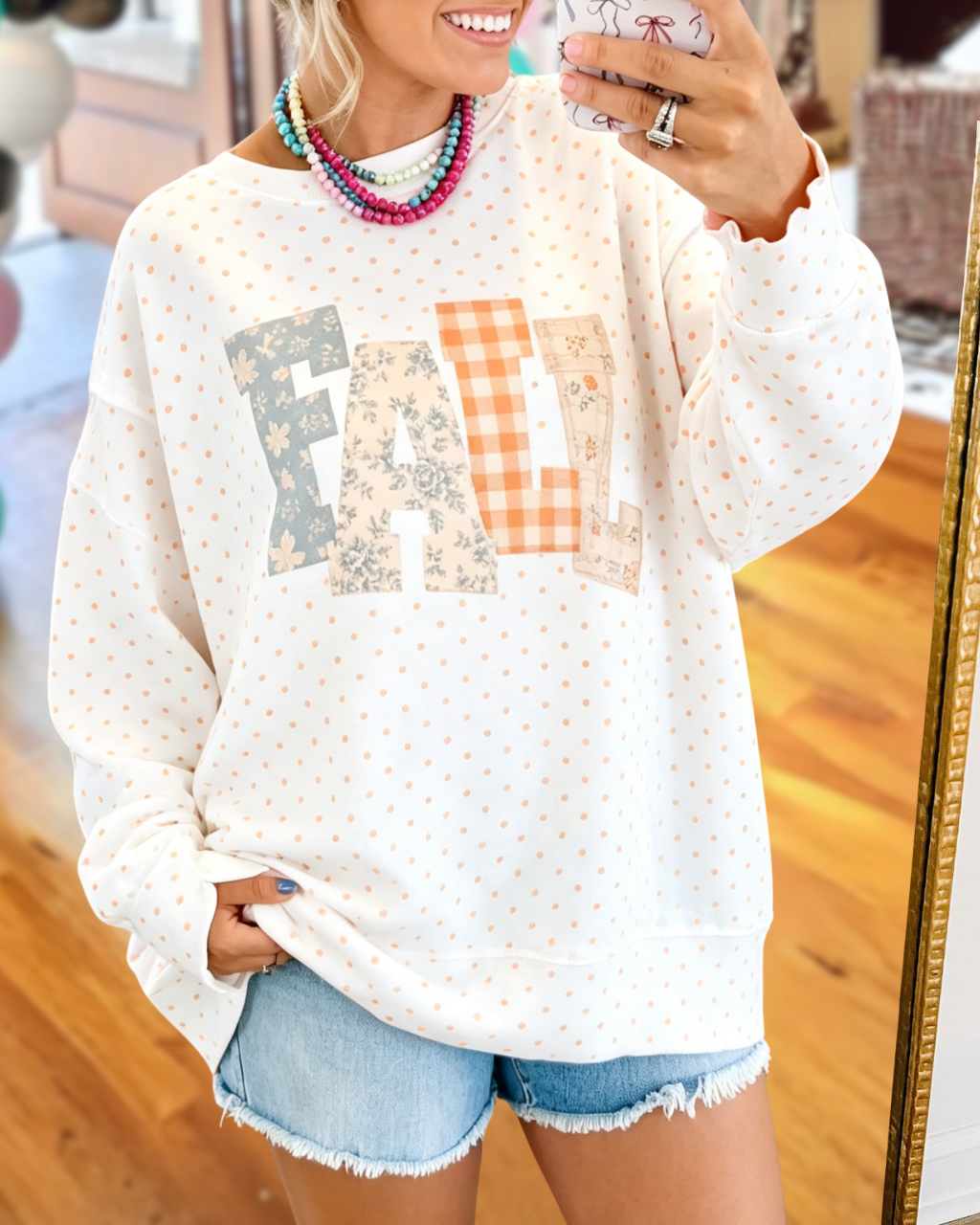 FALL Polka Dot Patchwork Pullover
