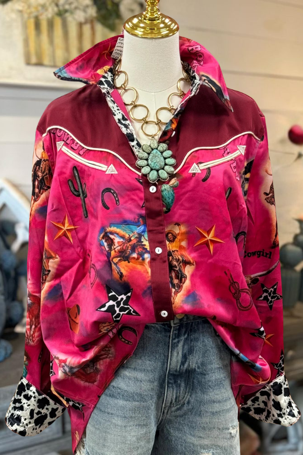 Star Western Cowgirl Satin Shirt