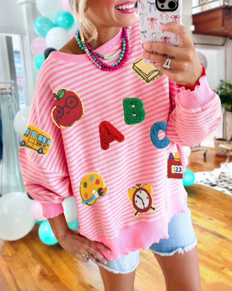 School Sequin Stripe Sweatshirt