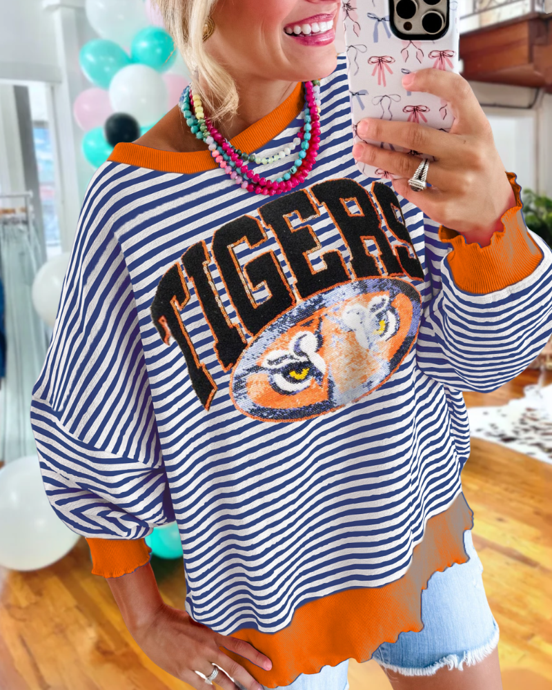 Auburn Tigers Sequin Striped Sweatshirt