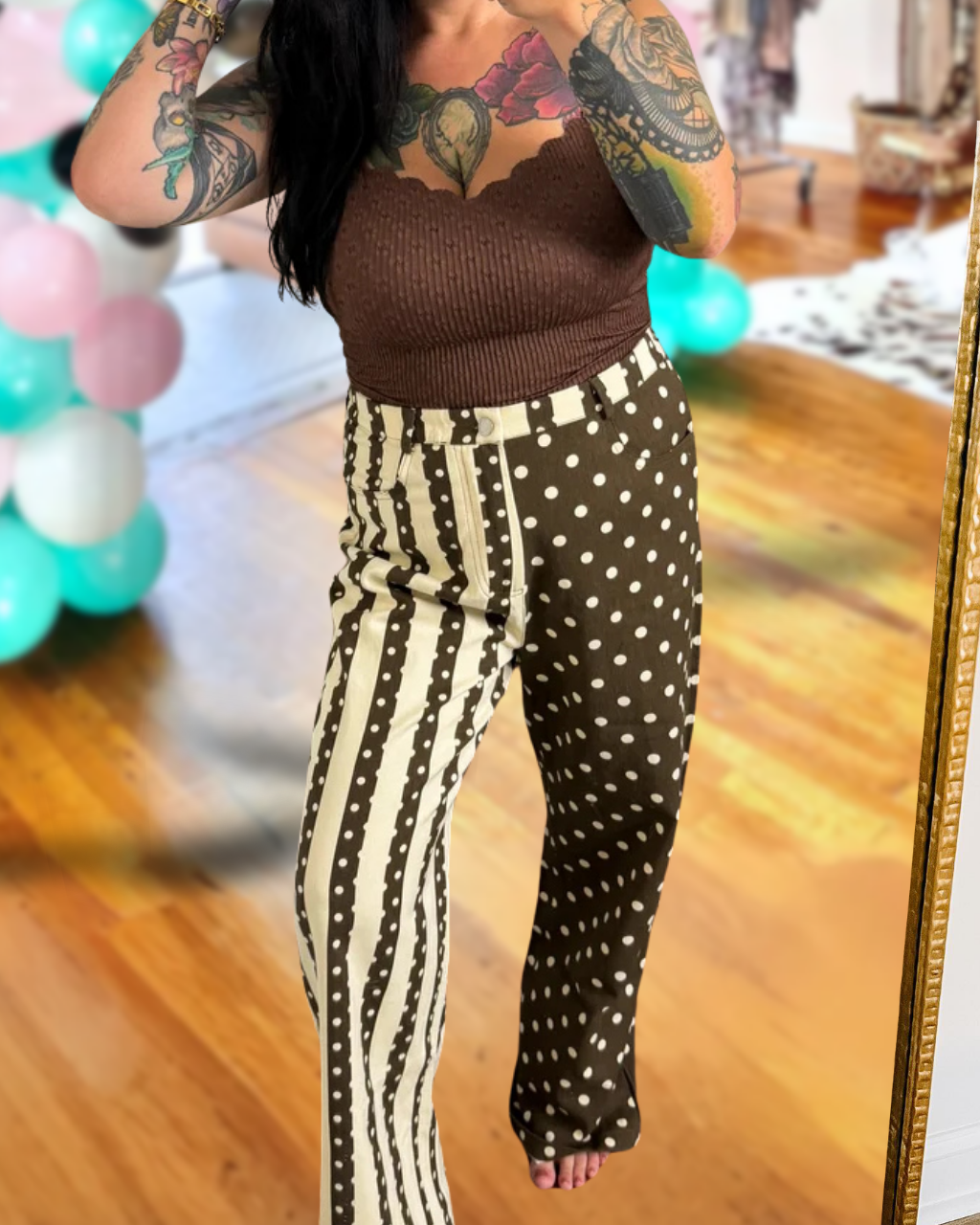 Unique Polka Dot Striped Pants