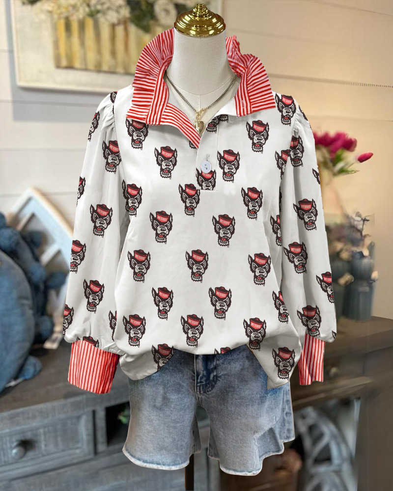 NC State Wolfpack Stripe Trim Top