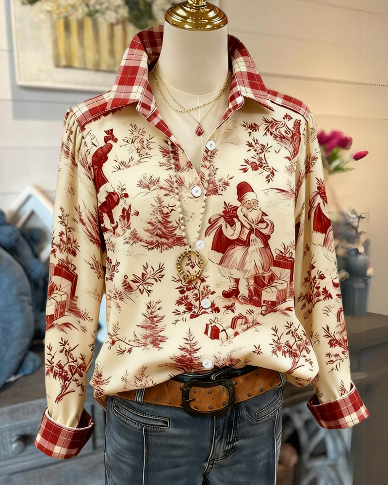 Christmas Gift Themed Satin Top