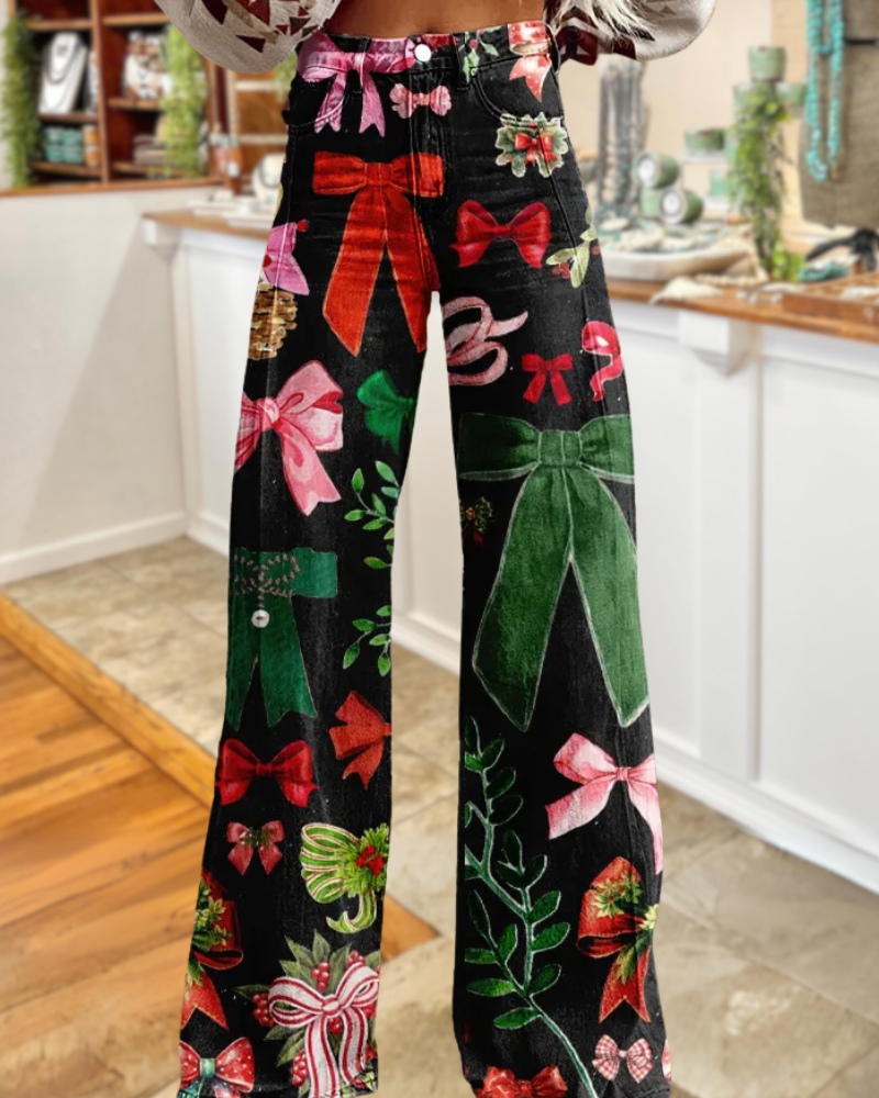 Christmas Bow Wide-leg Pants