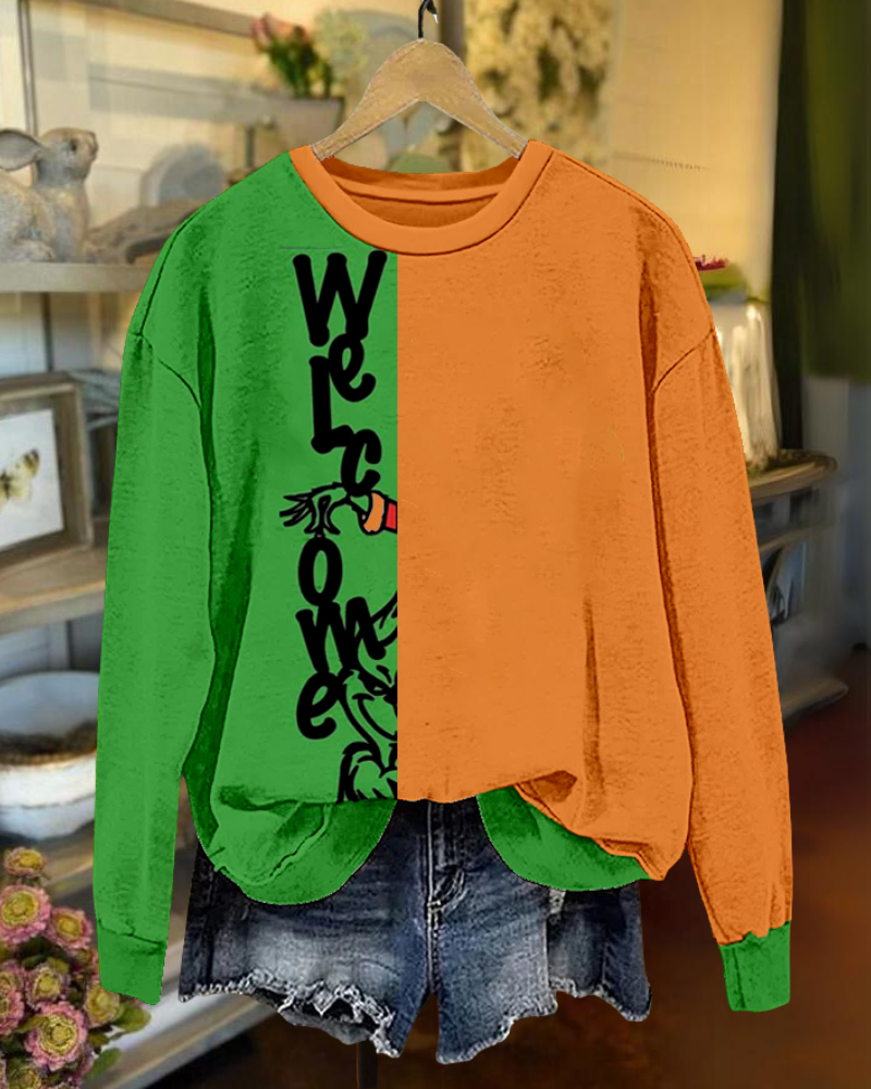 Halloween Welcome Colorblock Sweatshirt