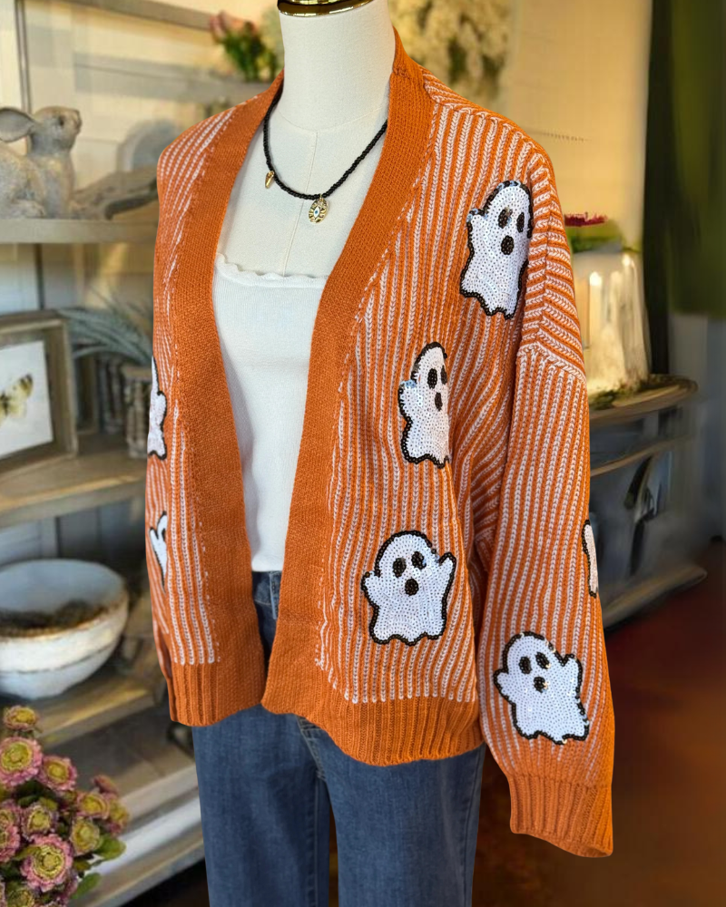 Stylish Ghost Sequin Knit Cardigan