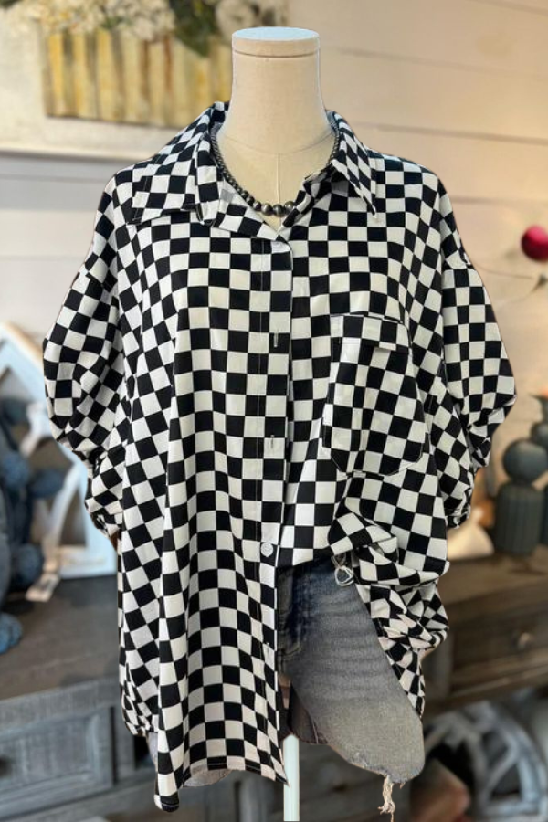 Black/White Check Oversized Shirt