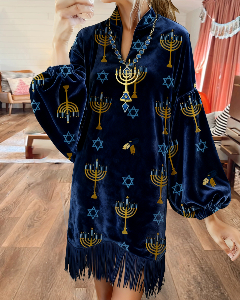 Hanukkah Velvet Tassel Dress