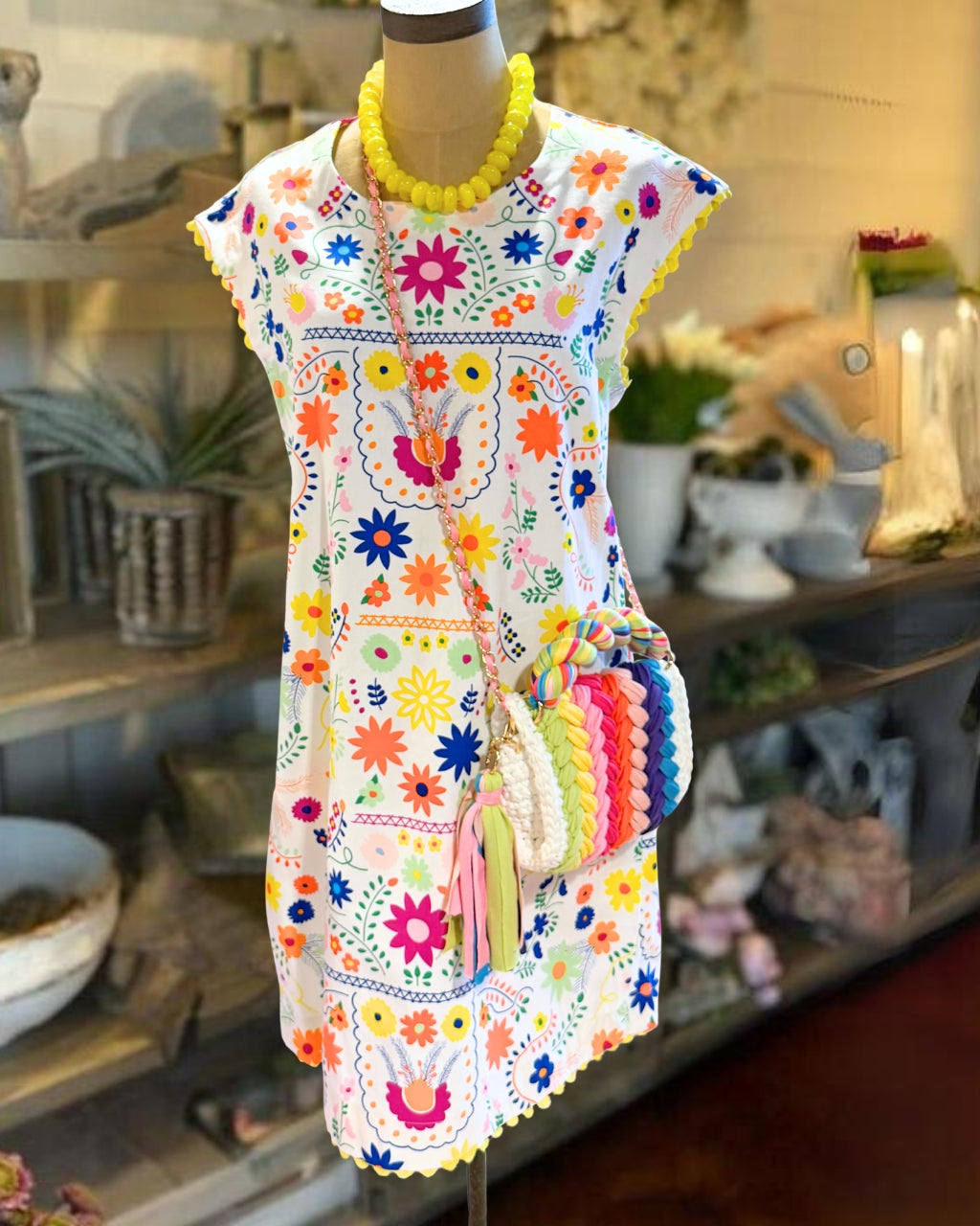 Playful Floral Satin Sleeveless Dress