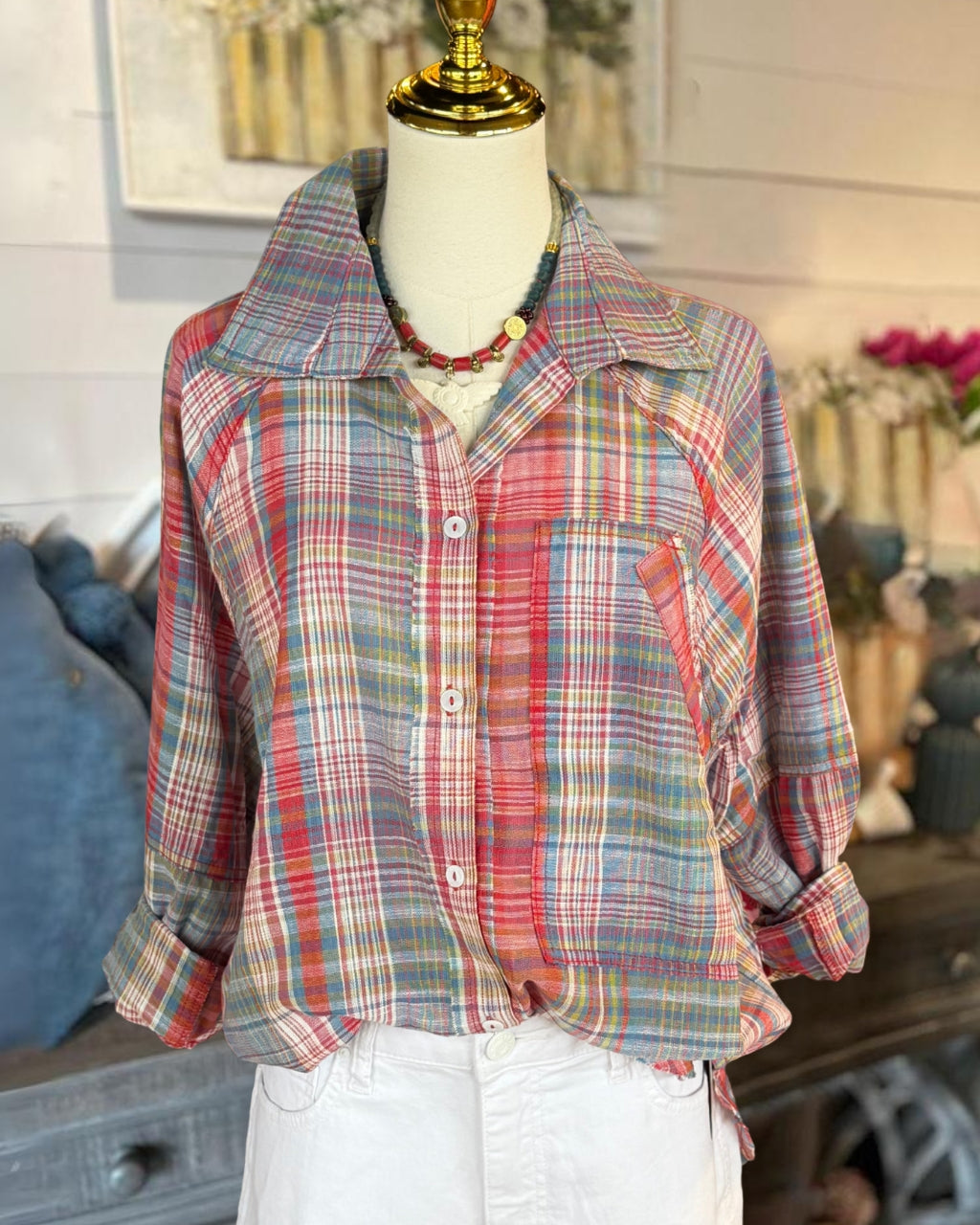 Colorful Striped Plaid Shirt