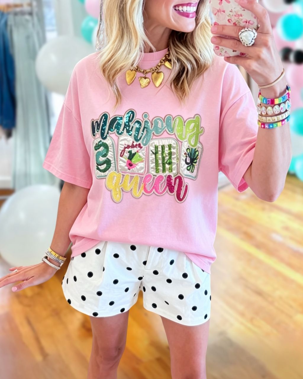 Colorful Mahjong Queen Sequin Tee