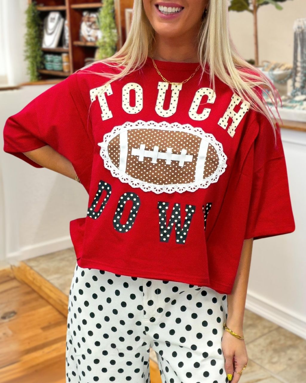 Touch Down Football Polka-Dot T-Shirt