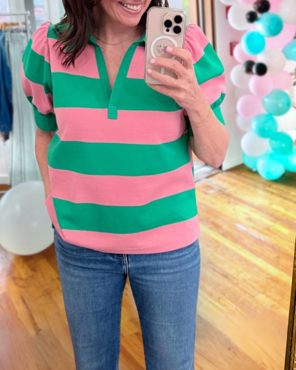 Color Punch Stripe Top