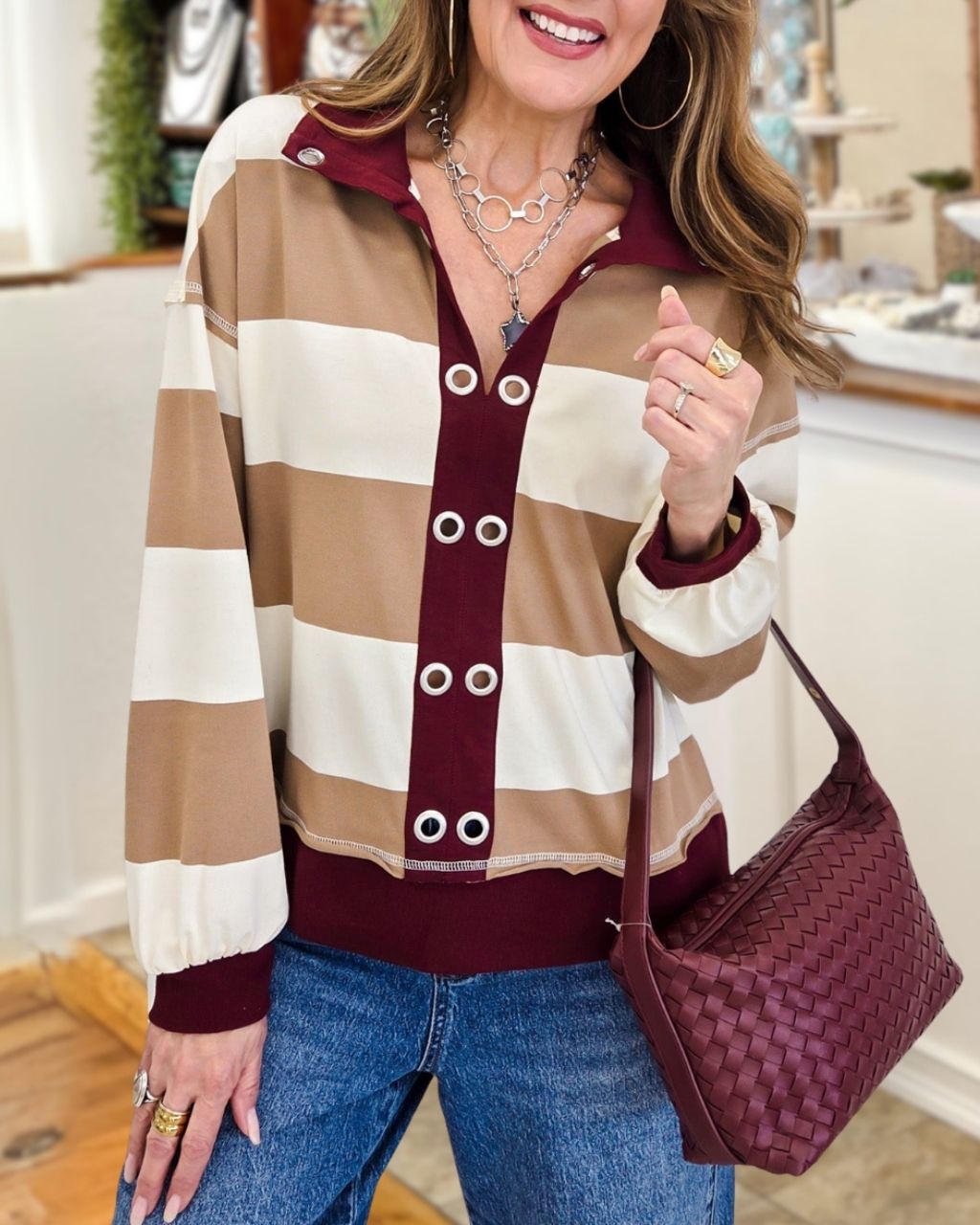 Game Day Bold Striped Color-Block Top