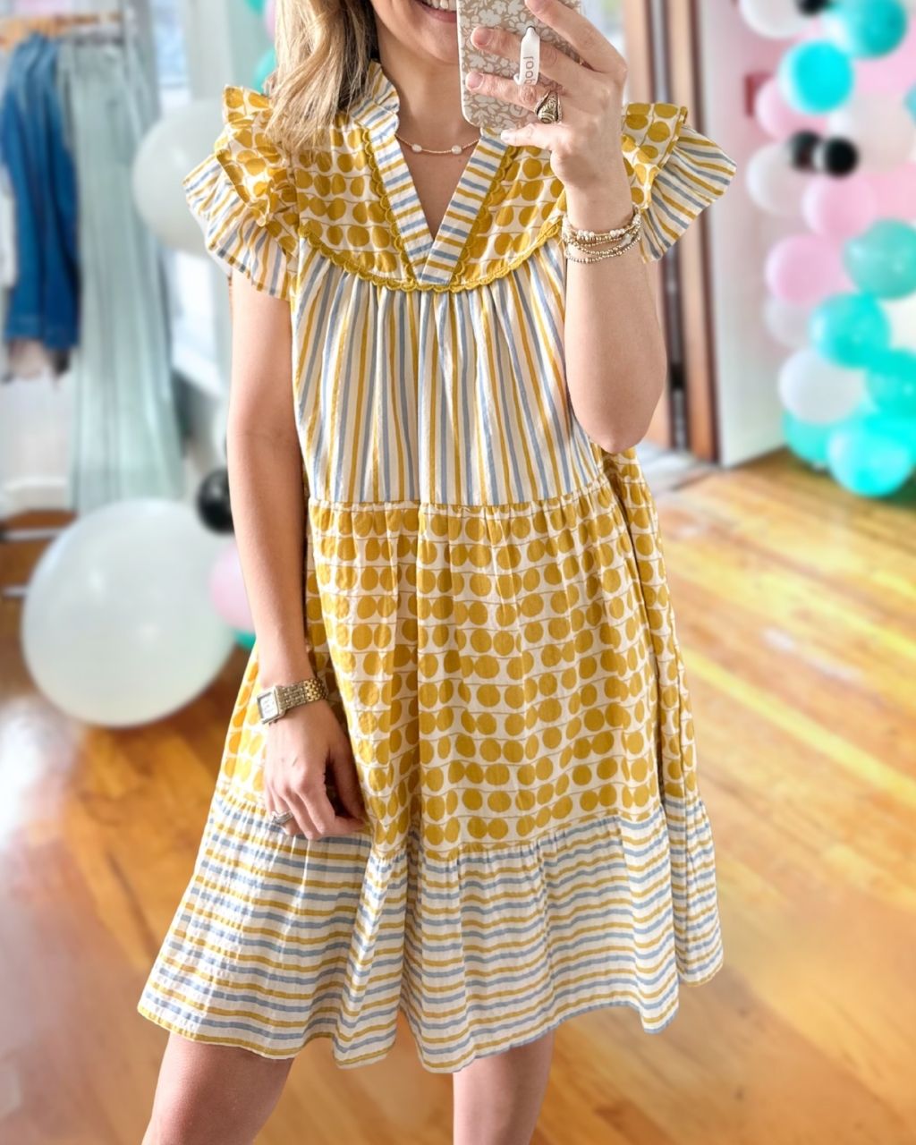 Polka Dot Patchwork Striped Dress