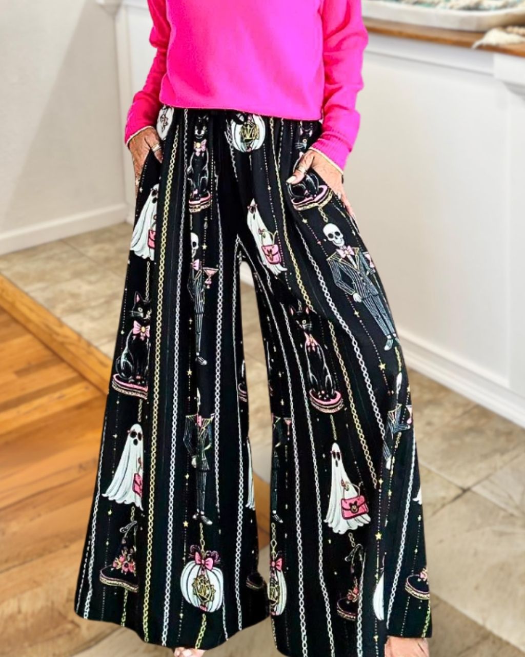 Halloween Vintage Ghost Satin Pants
