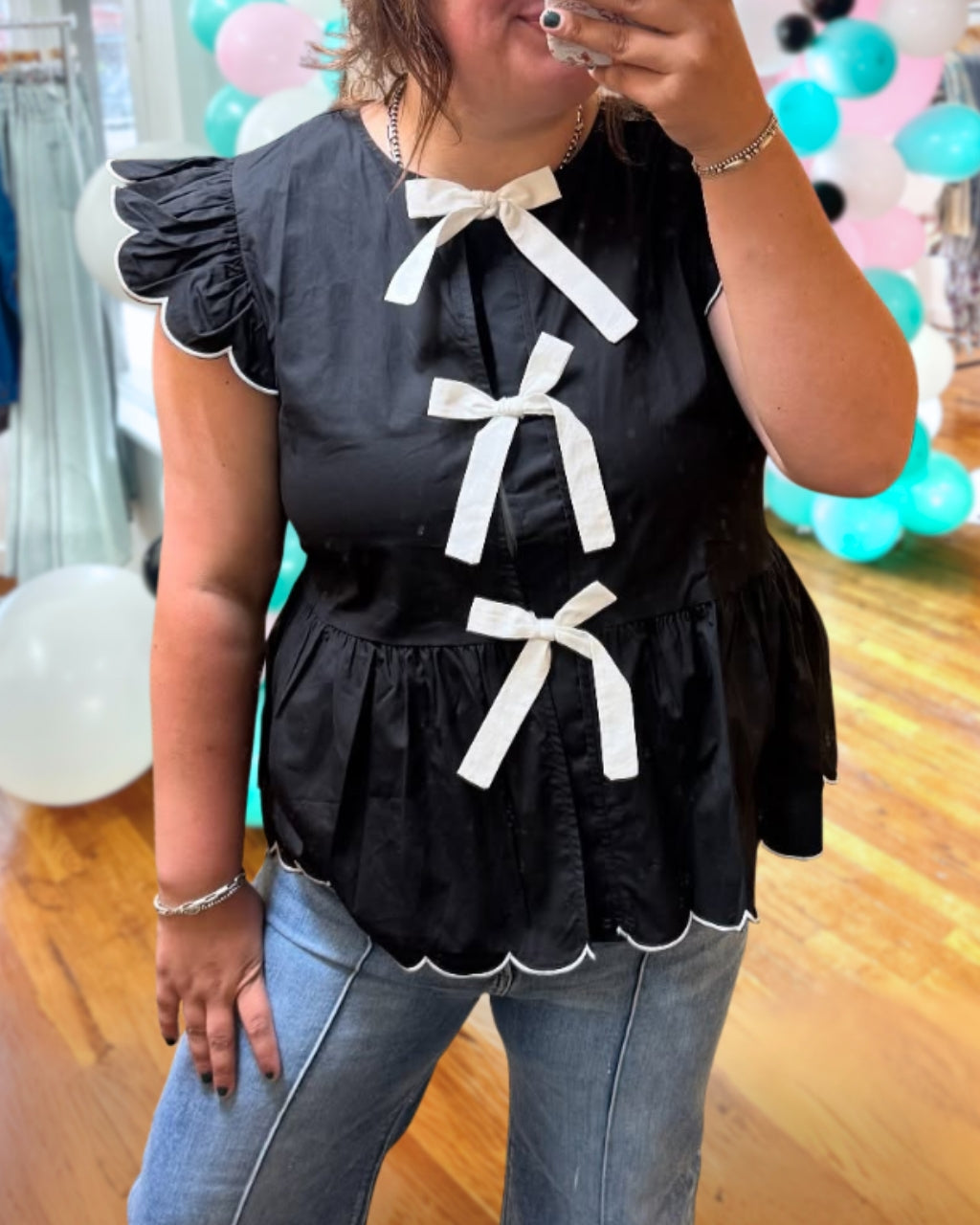 Wave Trim Bow Detail Top