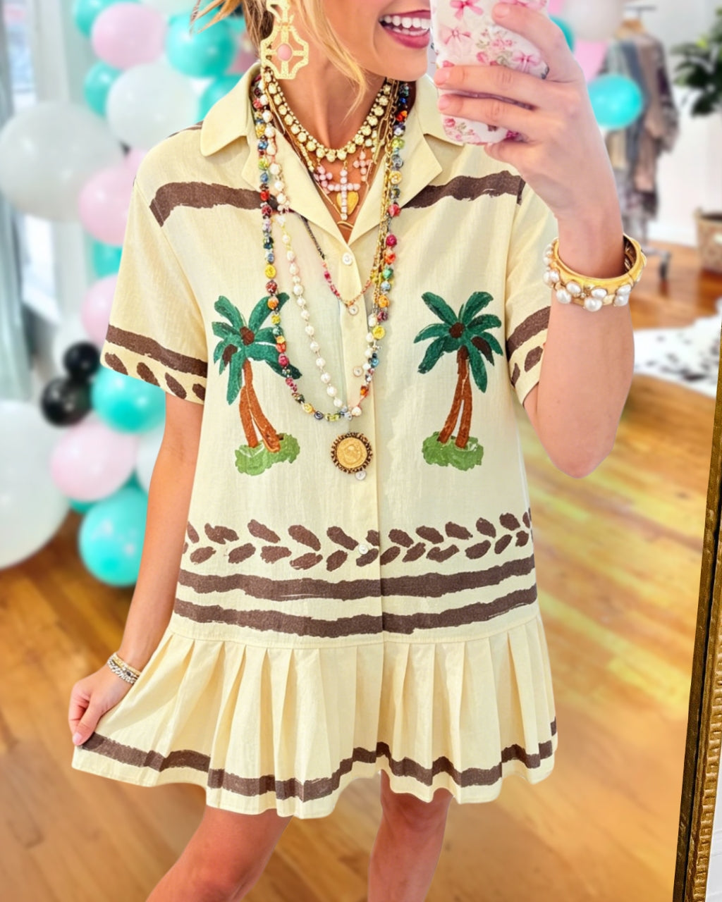 Resort-style Coconut Tree Dress