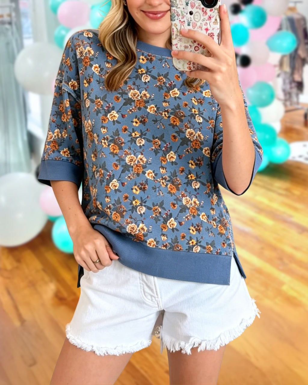 Retro Floral Pattern Top