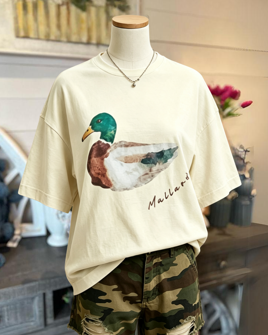 Mallard Duck Pattern Crewneck Tee