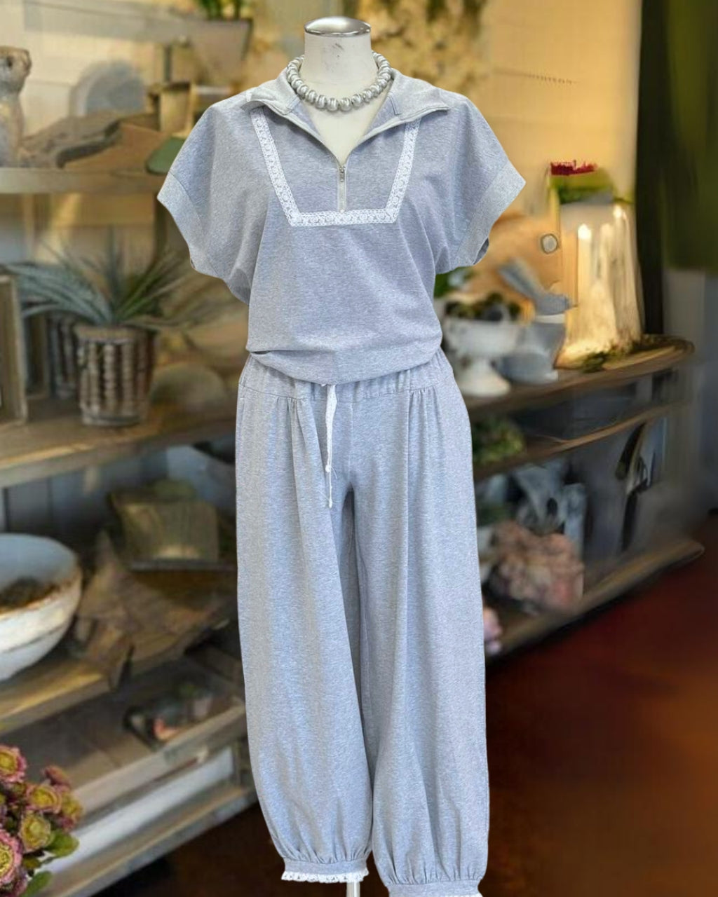 Casual Lace-Trimmed Set