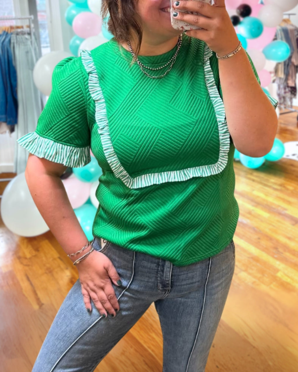 Ruffle Edge Texture Top