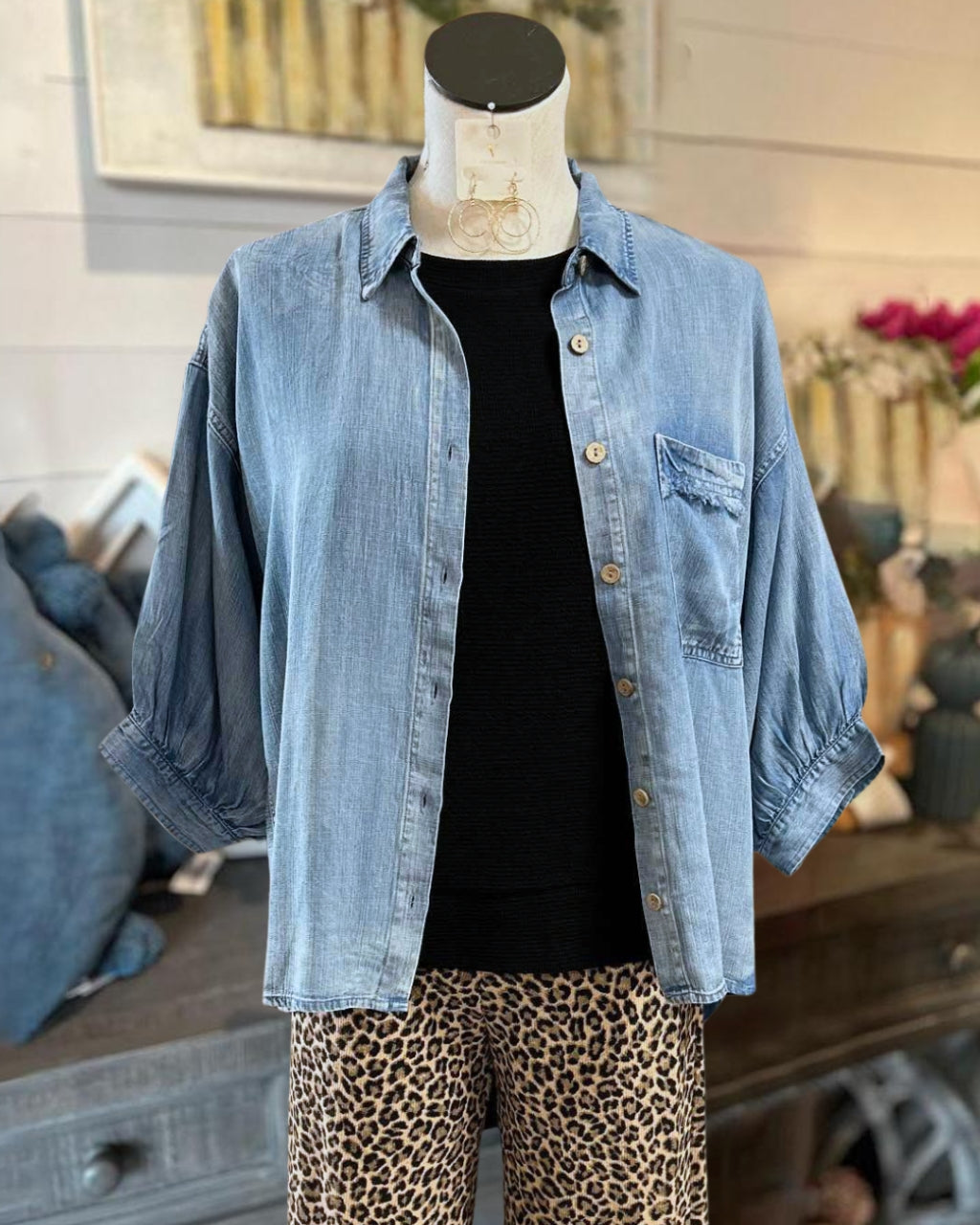 Casual Half Sleeve Denim Shirt