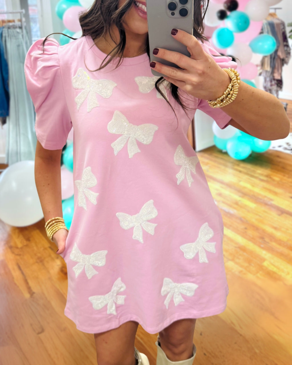 Sparkling Bow Mini Dress