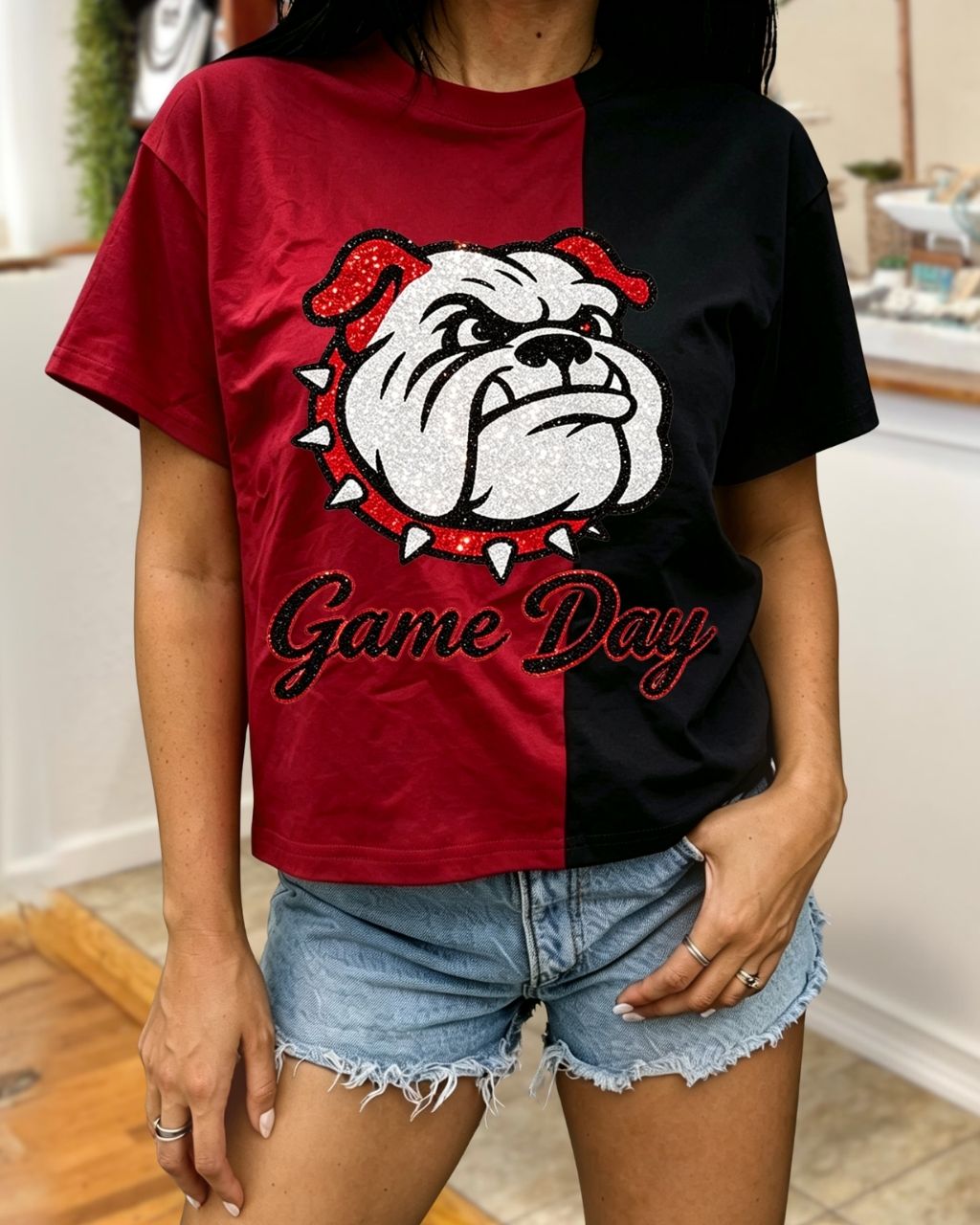Bulldog Game Day Sequin T-Shirt