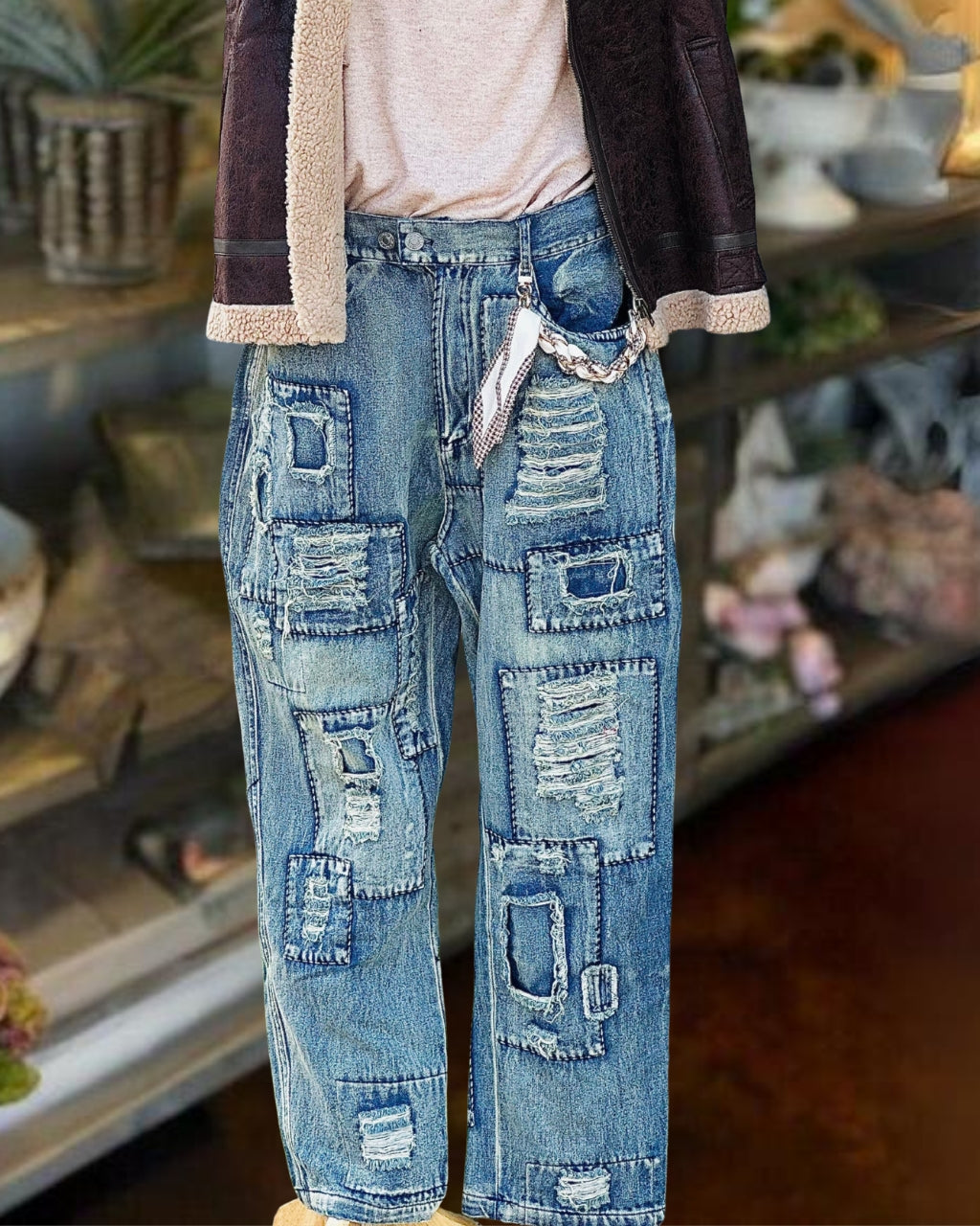 Stylish Ripped Patched Jeans