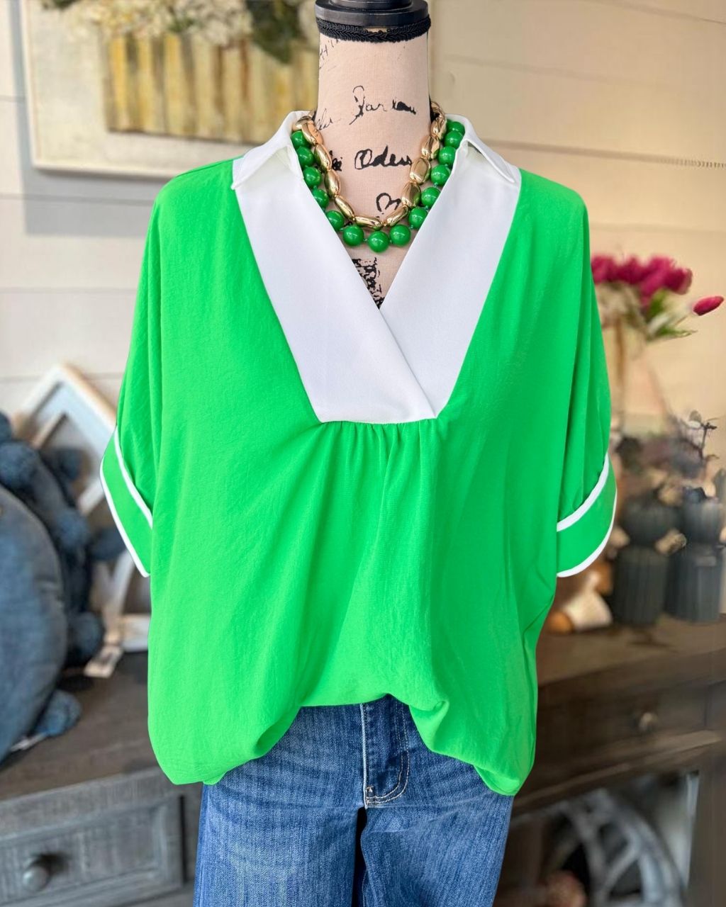 Minimalist Lapel V-Neck Top