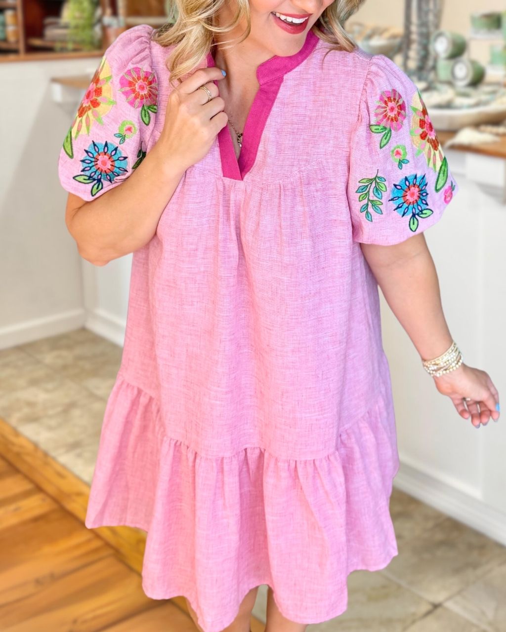 Sweet Floral Embroidered Dress