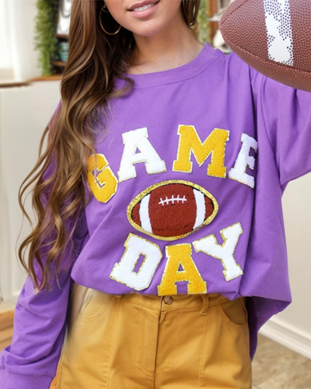 Game Day Football Embroidered Patch Top
