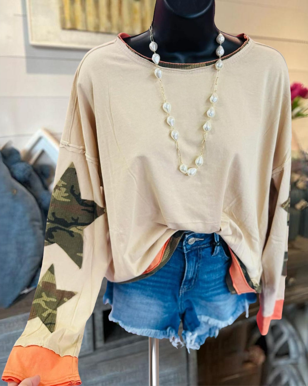 Camouflage Patchwork Star Pullover
