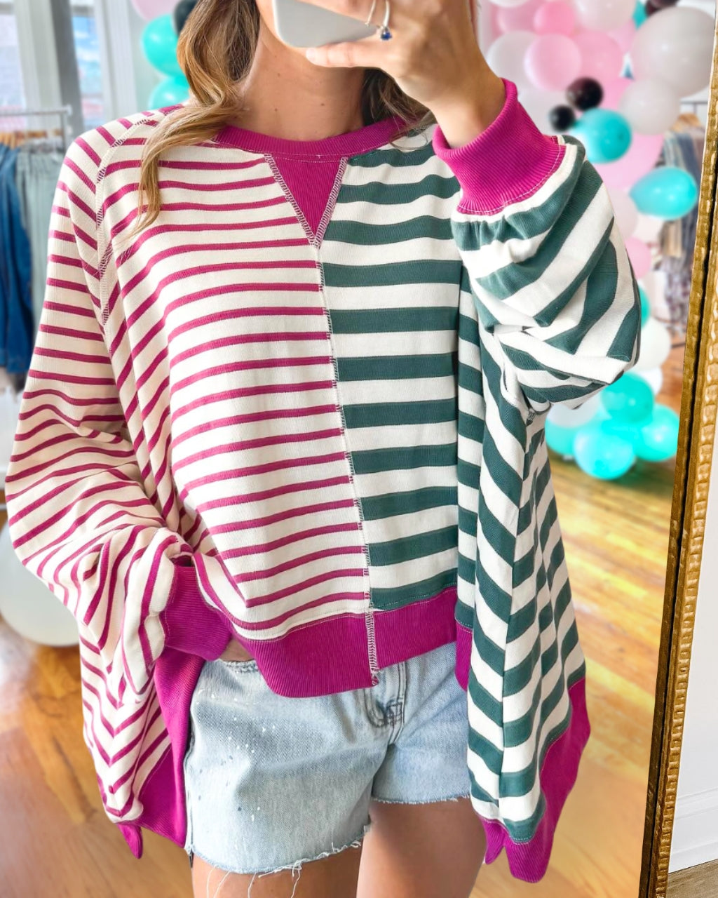 Striped Color Block Sweatshirt