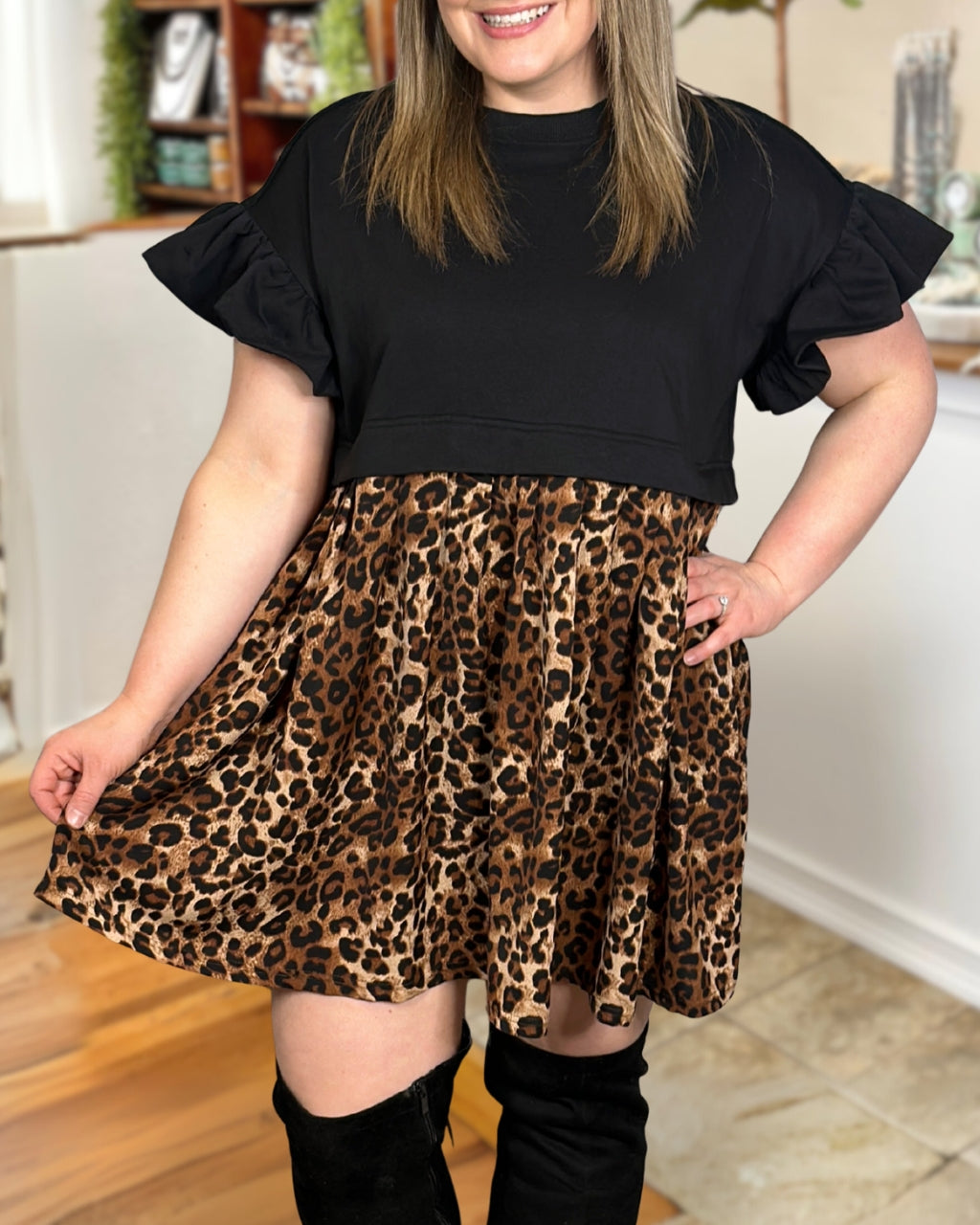 Chic Leopard Patchwork Dress