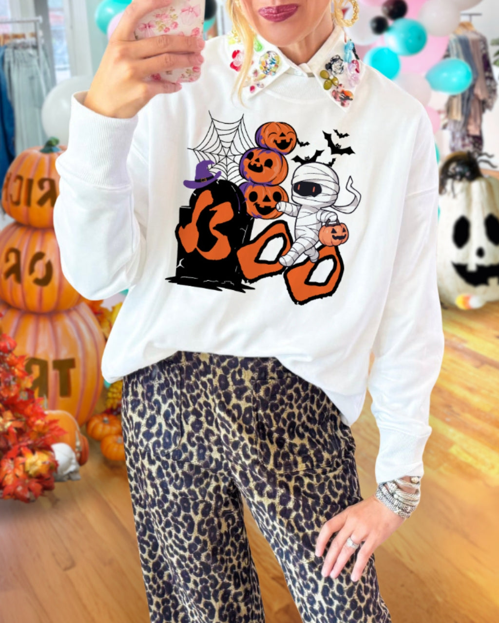 Cool Spooky Halloween Print Sweatshirt