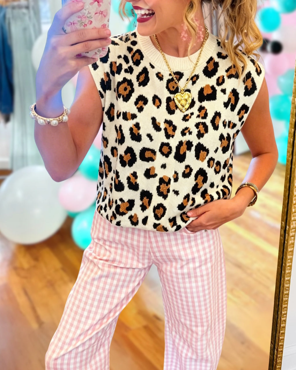 Leopard Cap-Sleeve Top